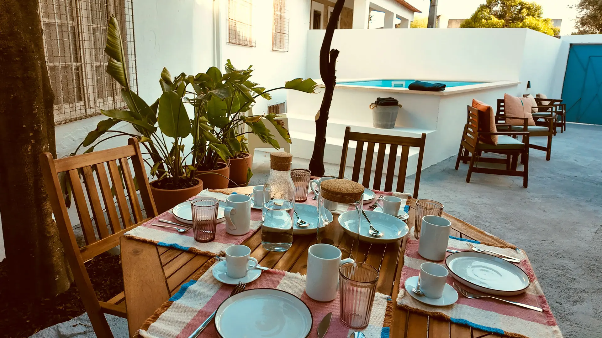 Table outdoor with pool view